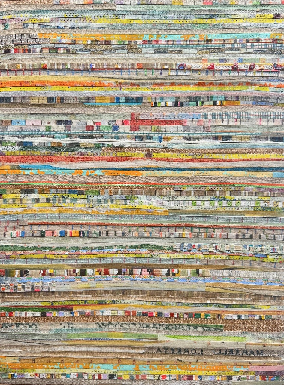 Eveline Kotai, Linen Stack #3, 2024, acrylic with polyester thread on linen, 41 x 31cm