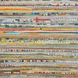 Eveline Kotai, Linen Stack #3, 2024, acrylic with polyester thread on linen, 41 x 31cm