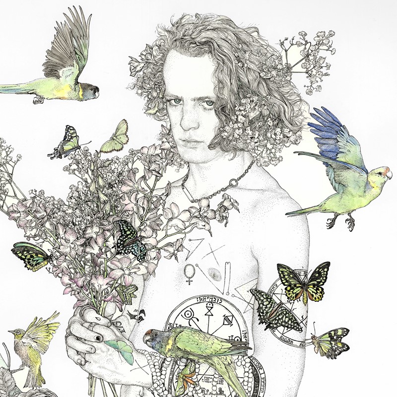 Andrew Nicholls, Invocation of Venus (God of Love), (detail), 2021-2023, archival ink and watercolour on paper