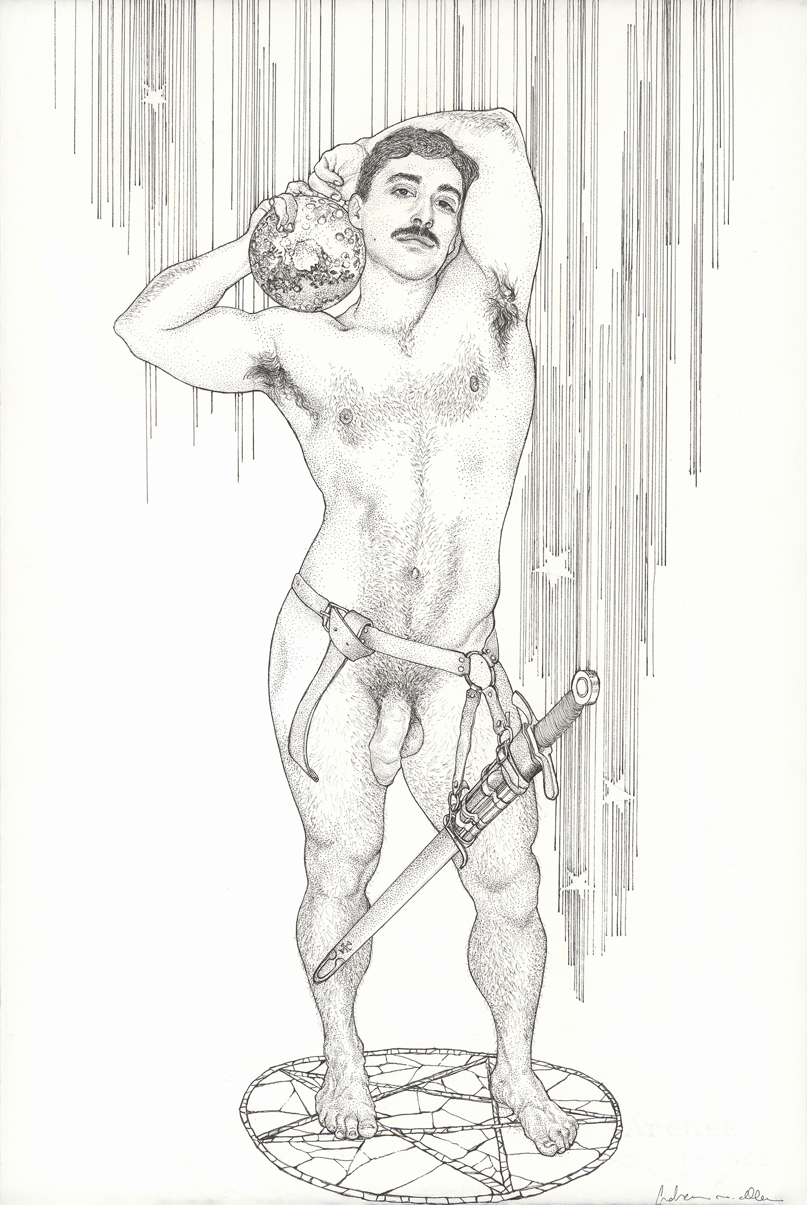 Andrew Nicholls, Invocation of Mars, 2024, archival ink and watercolour on paper, 57 x 42cm