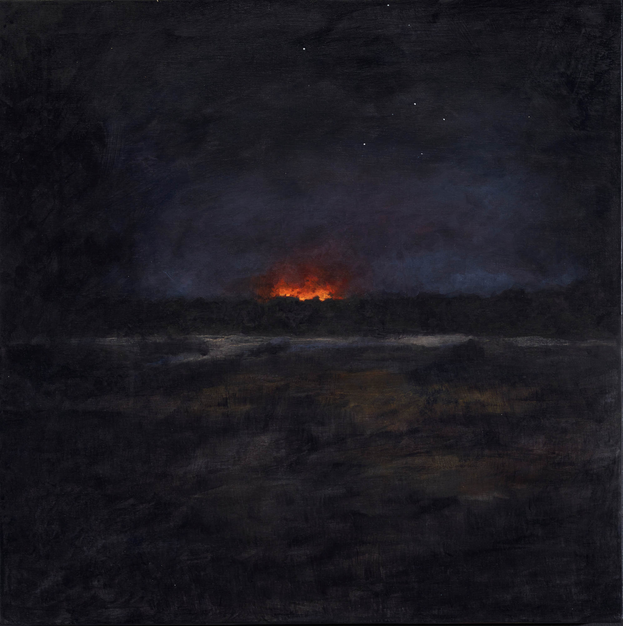 Clare McFarlane, The Advancing Dark Farm II, 2021, acrylic on canvas, 60 x 60cm