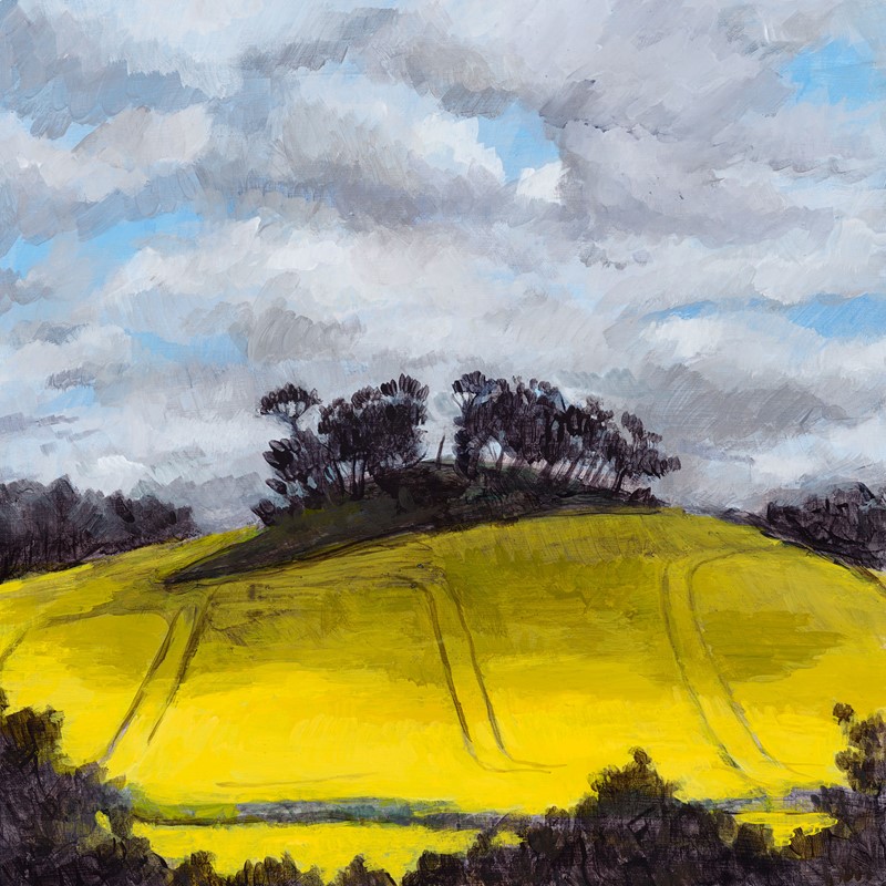 The Approaching Dark Gold, 2023, acrylic on board, 30 x 30cm