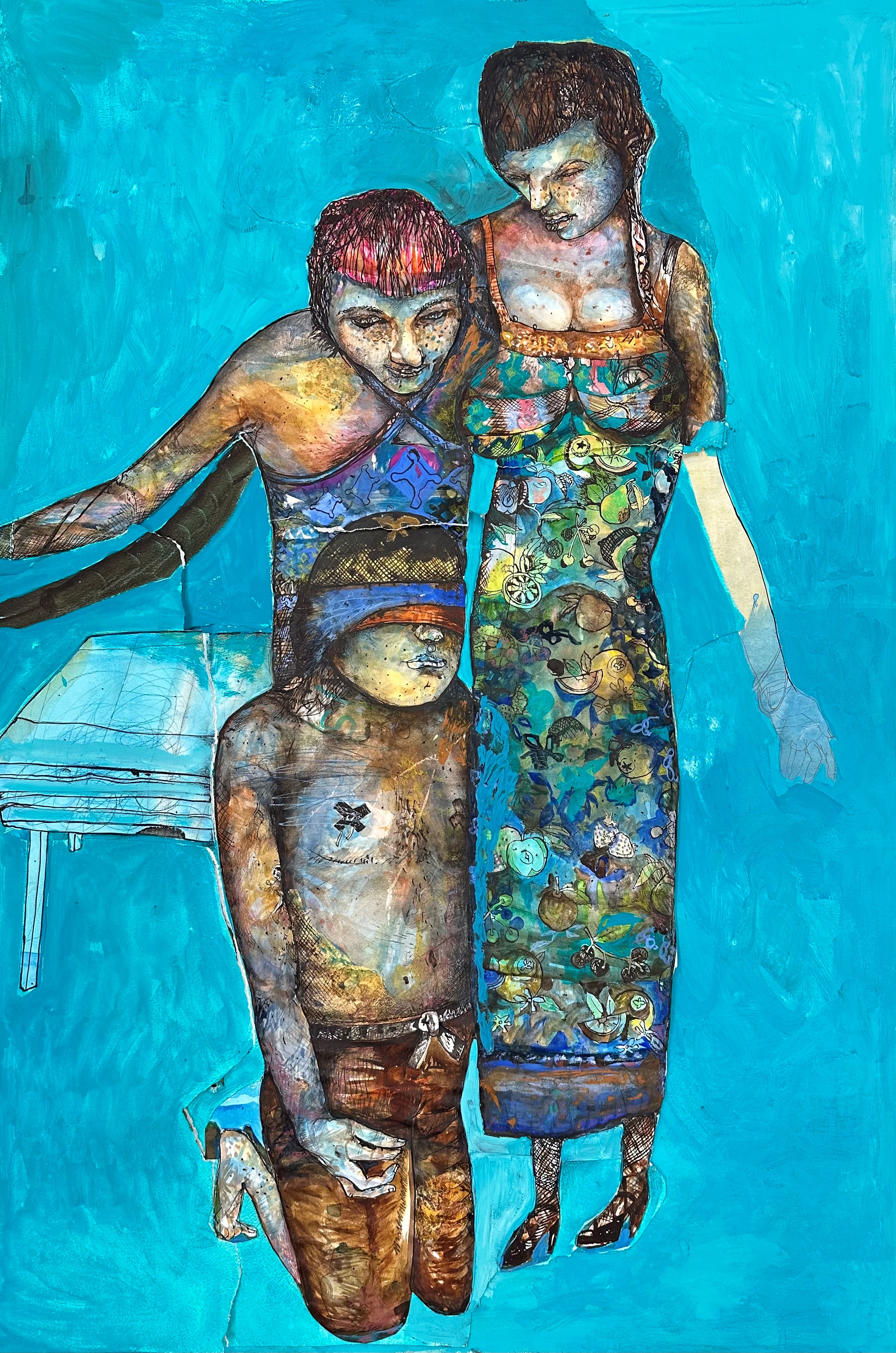 Antony Muia, Memory of a Free Festival. 2016, ink, watercolour and collage on paper, 122 x 82cm