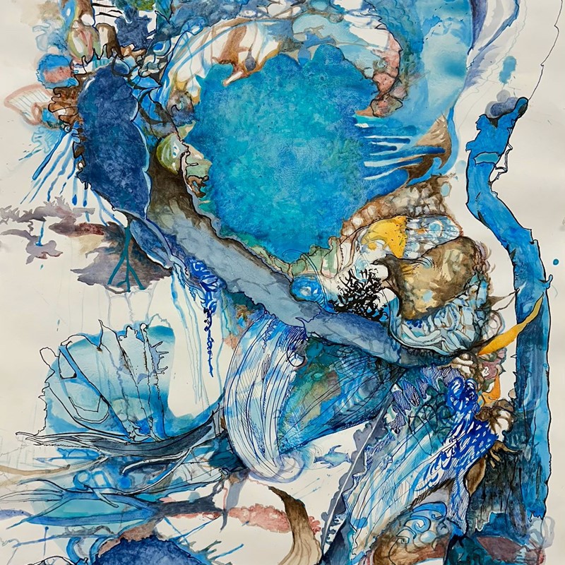 Deluge (detail), 2024, watercolour on paper, 124 x 85cm