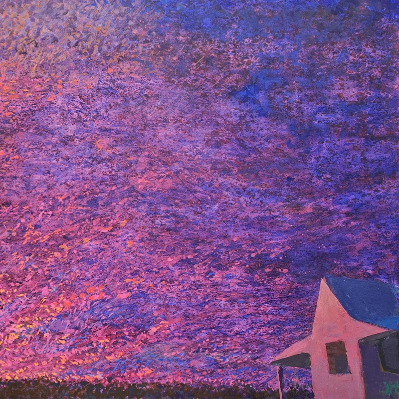 George Haynes // Rosy-Fingered Dawn in Russet Mantle Clad, 2024, acrylic on canvas, 96.5 x 117cm