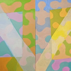 George Haynes, Beam, 2024, acrylic on canvas, 117 x 96.5cm each, diptych