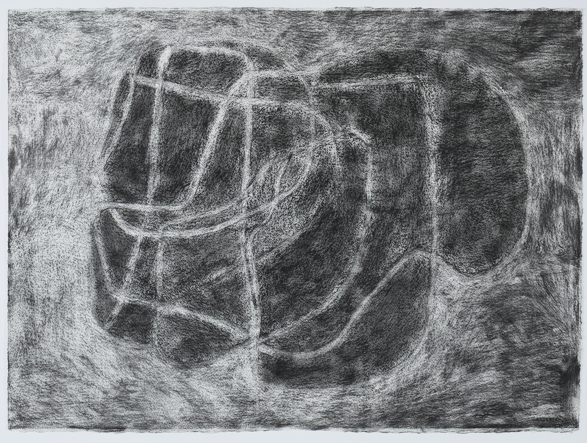 Vanessa Russ, Monsoon at Night, 2025, Indian ink and charcoal on paper, 76 x 56cm