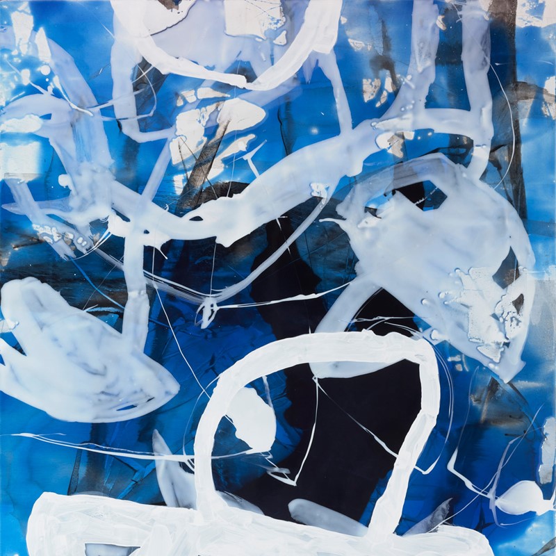 Chris Hopewell, Diver (detail), 2024, acrylic and resin on wood panel, 122 x 81cm