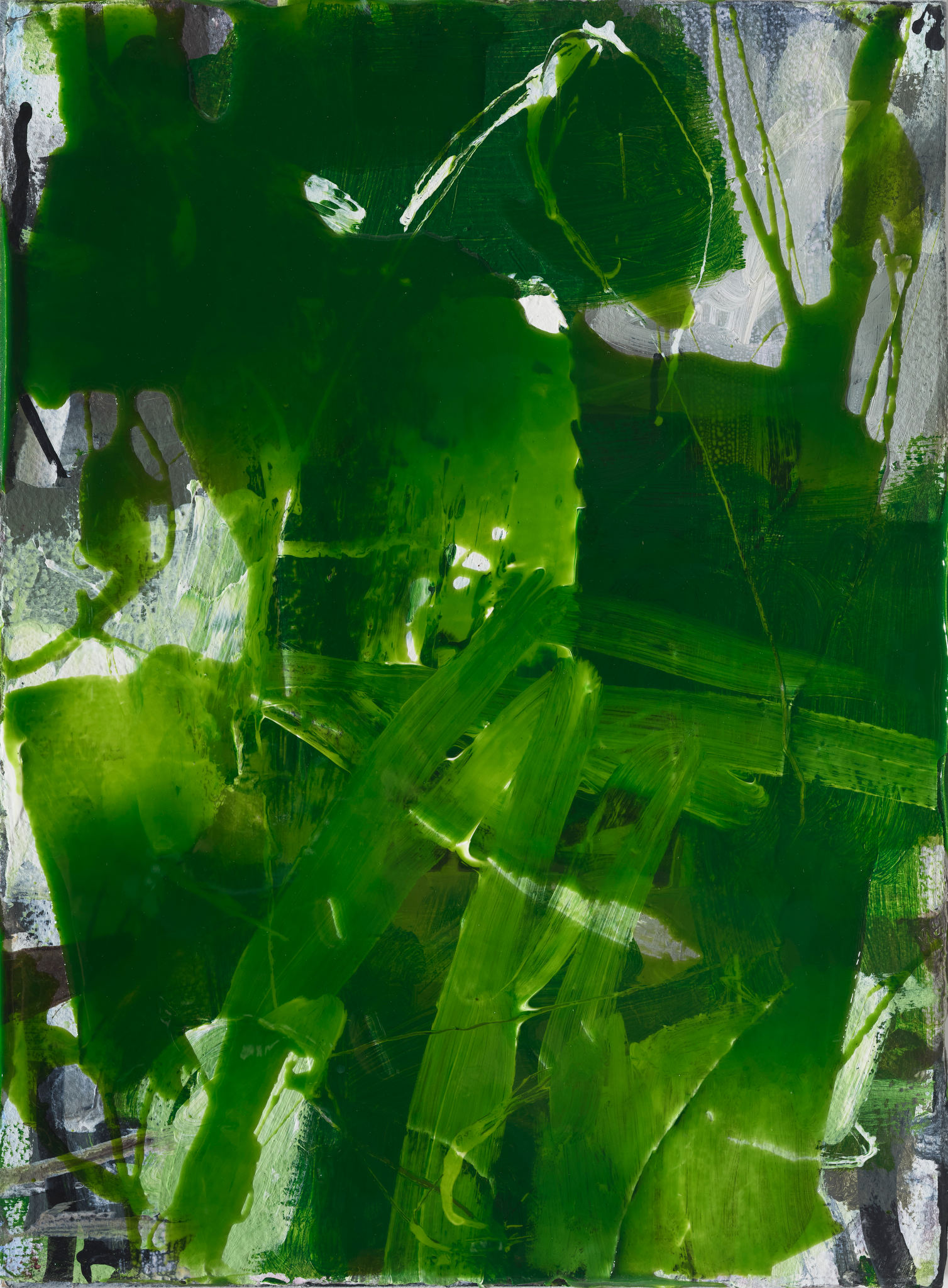 Chris Hopewell, Pristine Green, 2024, acrylic and resin on Arches wood panel, 38 x 28cm