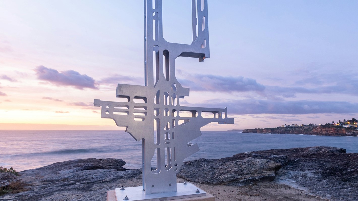 Artwork: Jon Tarry, SYD Airport, 2024, Sculpture by the Sea, Bondi. Photo courtesy of Sculpture by the Sea and Gareth Carr