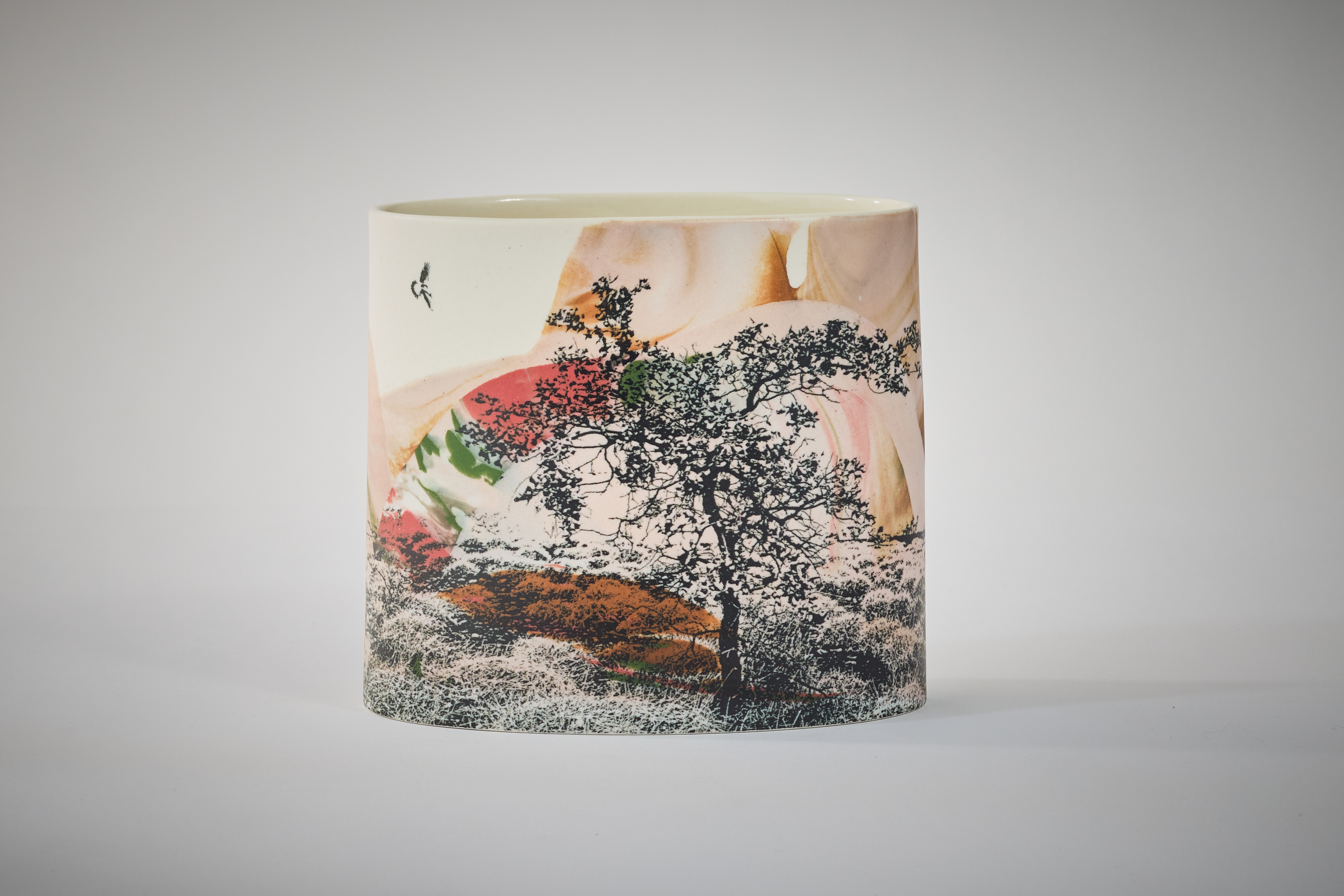 Sandra Black, Road to Millstream 2, 2024, porcelain, photo decal and glaze, 1.8 x 14.6 x 8.5cm