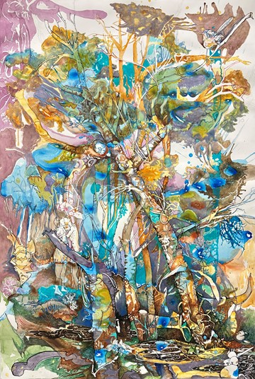 Antony Muia, Tree of Knowledge, 2025, pencil, ink and watercolour on paper, 121 x 82cm