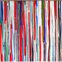 Eveline Kotai, Inside Forest 1, 2023, acrylic, canvas, polyester thread on linen, 46 x 153cm