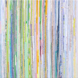 Eveline Kotai, Inside Forest 2, 2023, acrylic, canvas, polyester thread on linen, 46 x 153cm