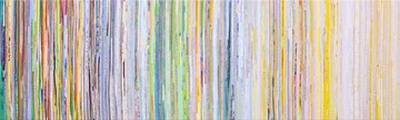 Eveline Kotai, Inside Forest 2, 2023, acrylic, canvas, polyester thread on linen, 46 x 153cm