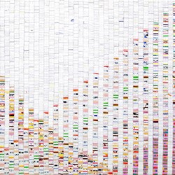 Eveline Kotai, Cross Country, 2025, acrylilc, oil and polythread on canvas, 46 x 76cm