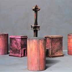 Stuart Elliott, Maggi Depot (Abandoned), 2022, paint, cotton and wood, 45 x 60cm