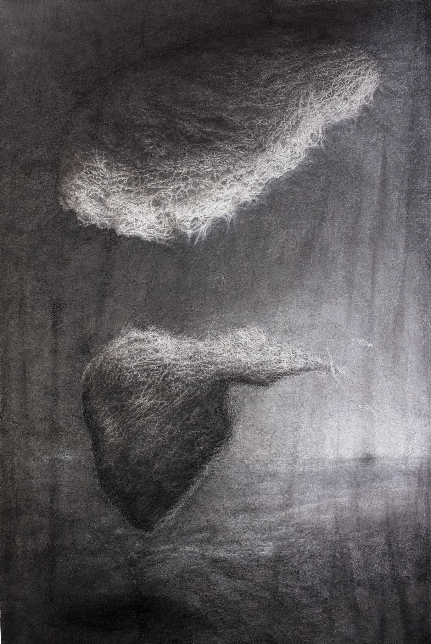 Susan Roux, Leaf Memory 2, 2025, Canson Photographique paper, thread and pigment, 224 x 150 x 10cm