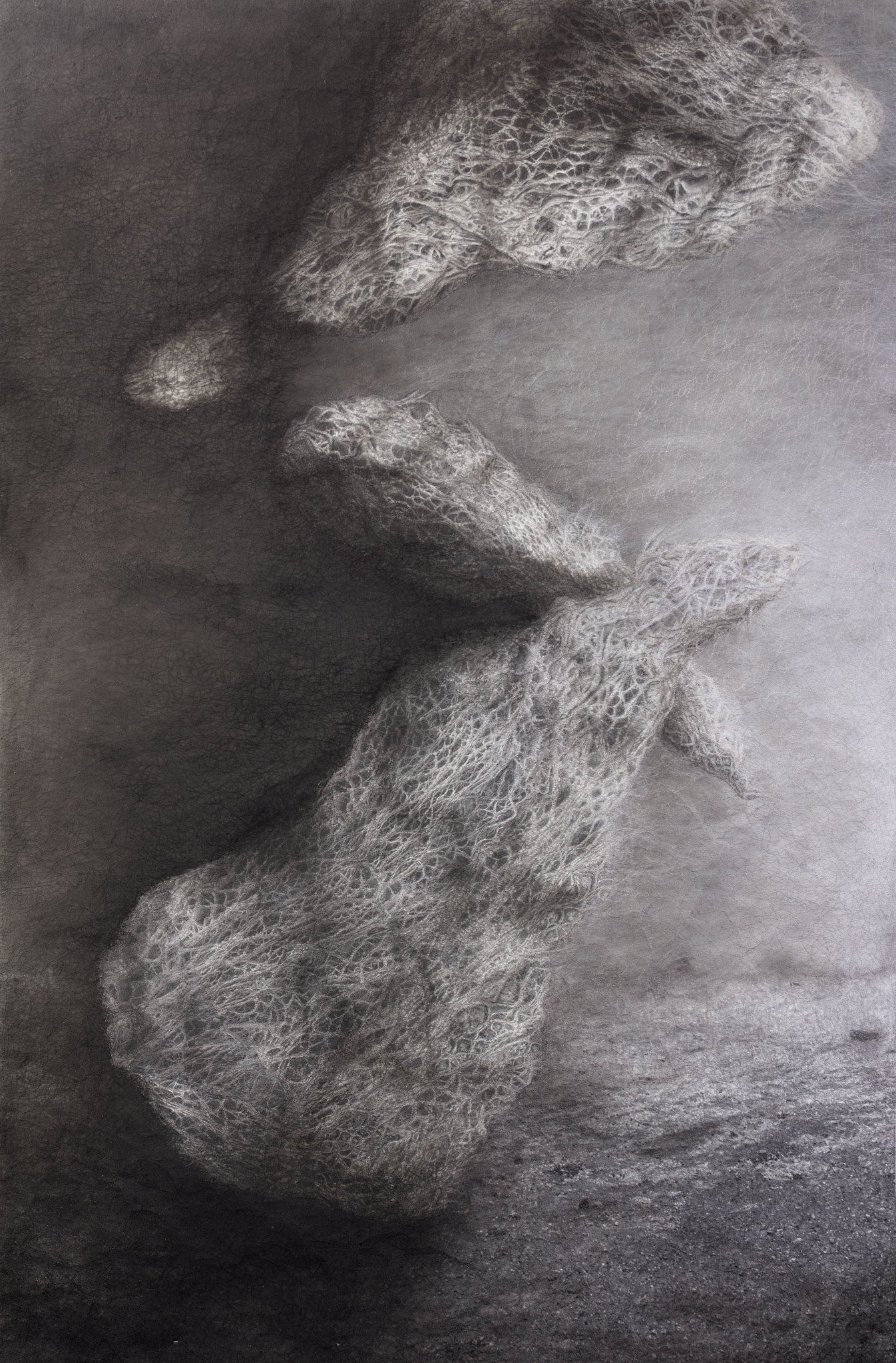 Susan Roux, Leaf Memory 3, 2025, Canson Photographique paper, thread and pigment, 224 x 150 x 10cm