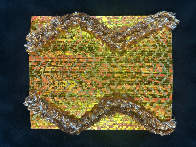 Jacky Cheng, Traces of Becoming III, 2025, incense papers, natural dyed silk threads, 16.5 x 14cm