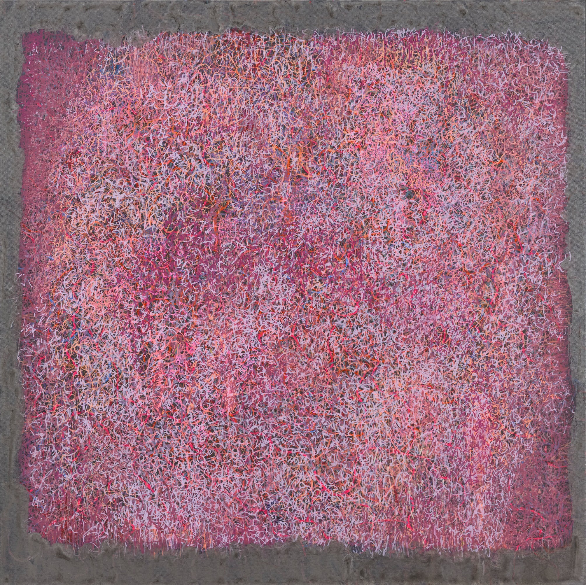 Michele Theunissen, Dispersion, 2024-2025, acrylic, pigment and posca pen on linen, 102 x 102cm