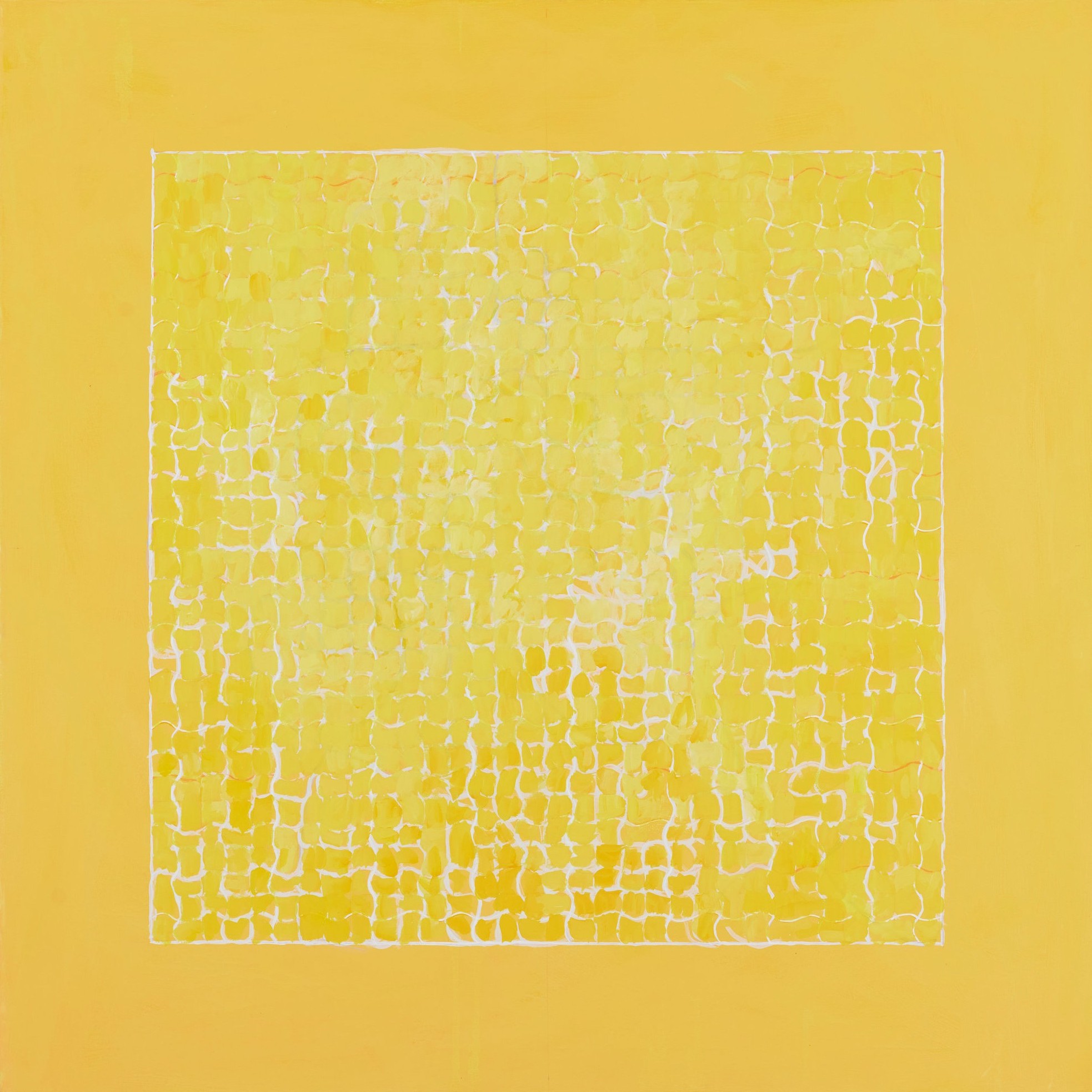 Michele Theunissen, Gamboge Lake, 2025, gesso, pigment and acrylic on canvas, 140 x 140cm