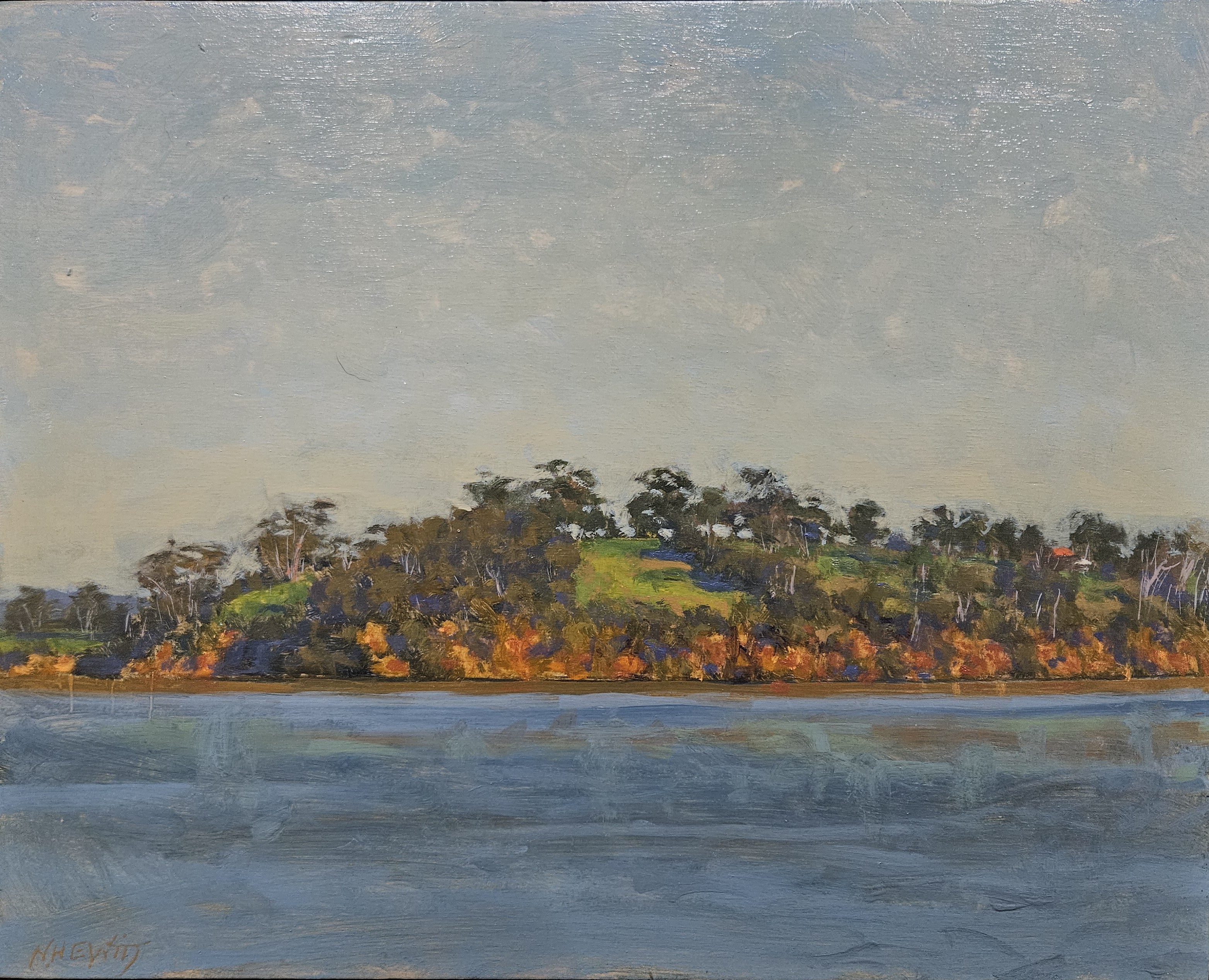 Nigel Hewitt, Looking South-East, Mid Afternoon, 2025, oil on board, 40 x 49.5cm