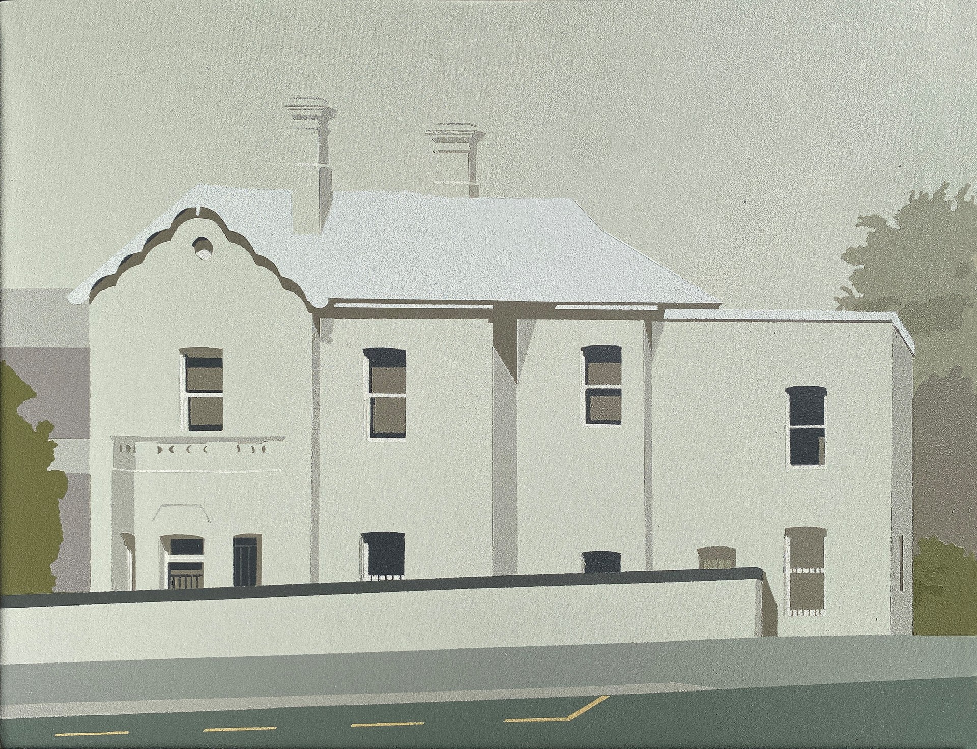 Joanna Lamb, Edith Cowan's House, 2025, acrylic on superfine polyester, 31 x 41cm