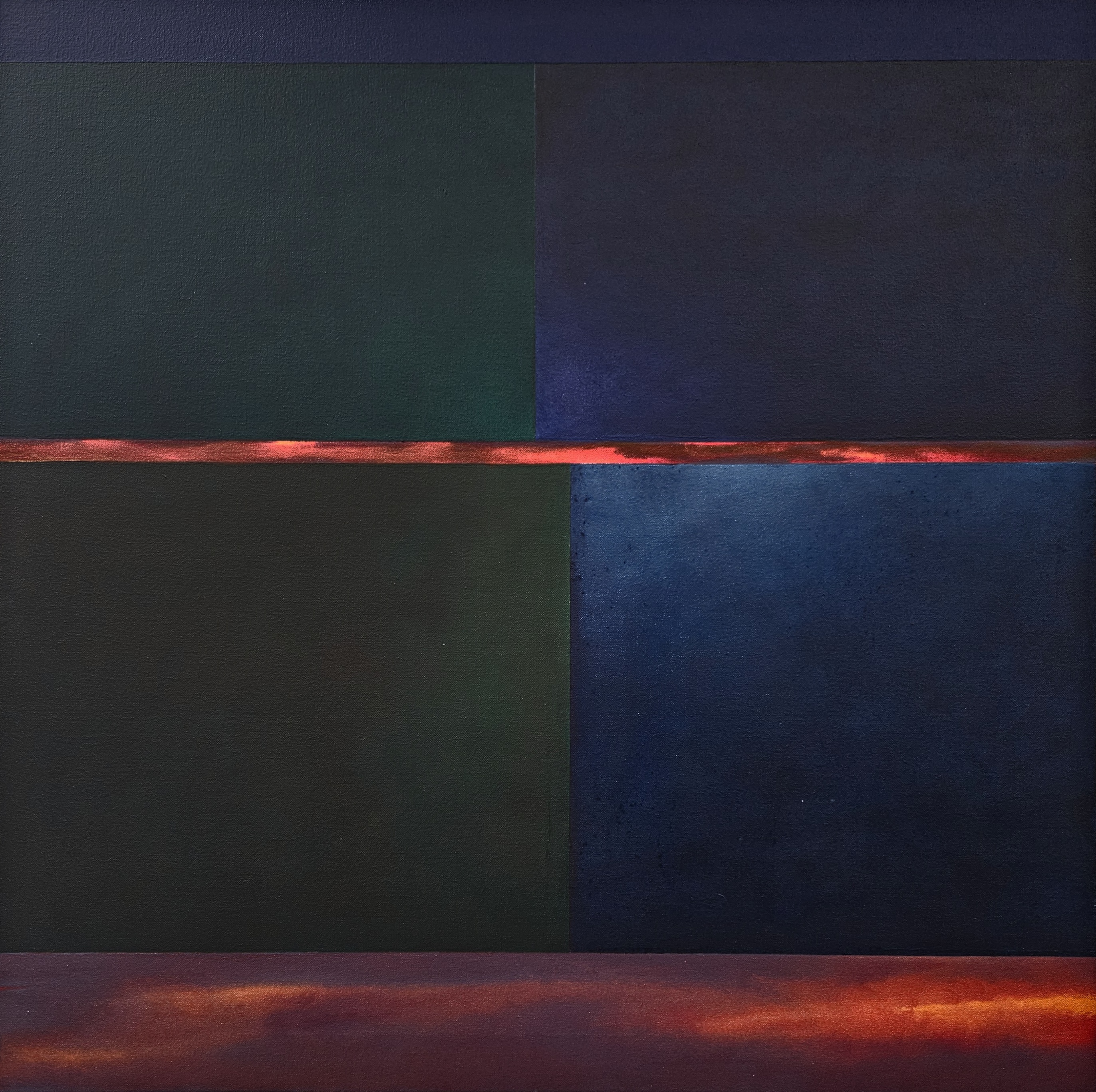 Jeremy Kirwan-Ward, Soundworks #5 (into seven), 2025, acrylic on canvas, 75 x 75cm