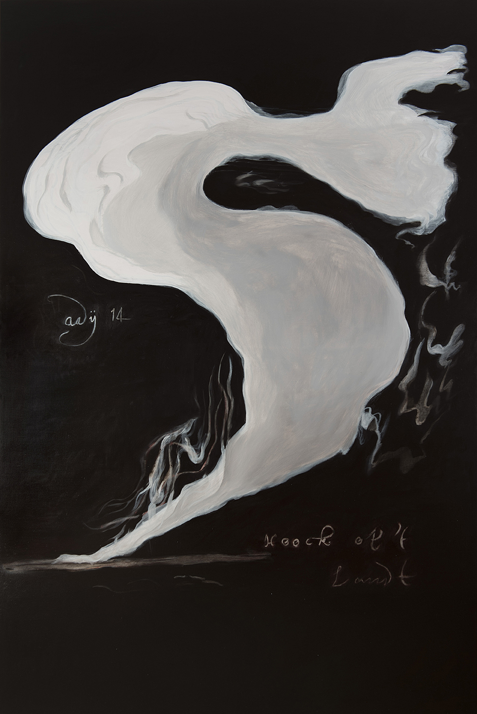 Paul Uhlmann, In the afternoon we saw smoke on land Bayungu and Thalanji Country, Batavia 1629 I [from Pelsaert’s Journal], 2025, oil on linen, 183 x 122cm