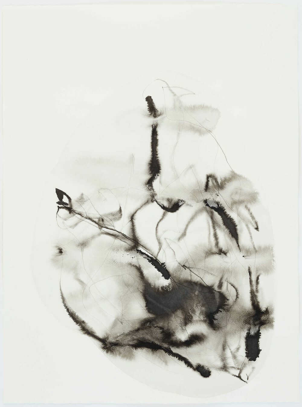 Vanessa Russ, Unseasonable Waterhole with Lillies 7, 2022, Indian ink on Fabriano paper, 56 x 76cm