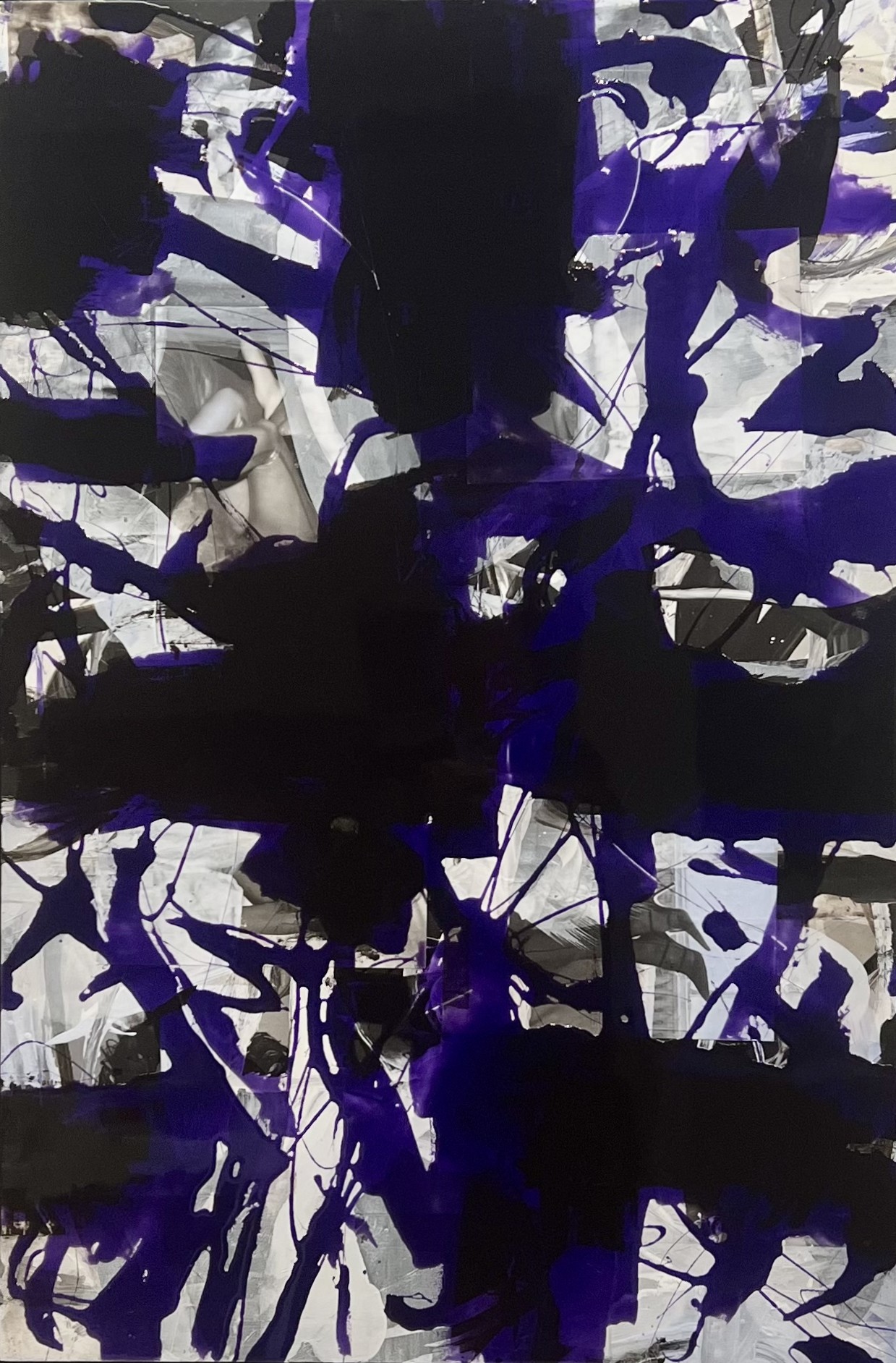 Chris Hopewell, Blow-Up, 2024, acrylic, photo collage and resin on board, 120 x 81cm