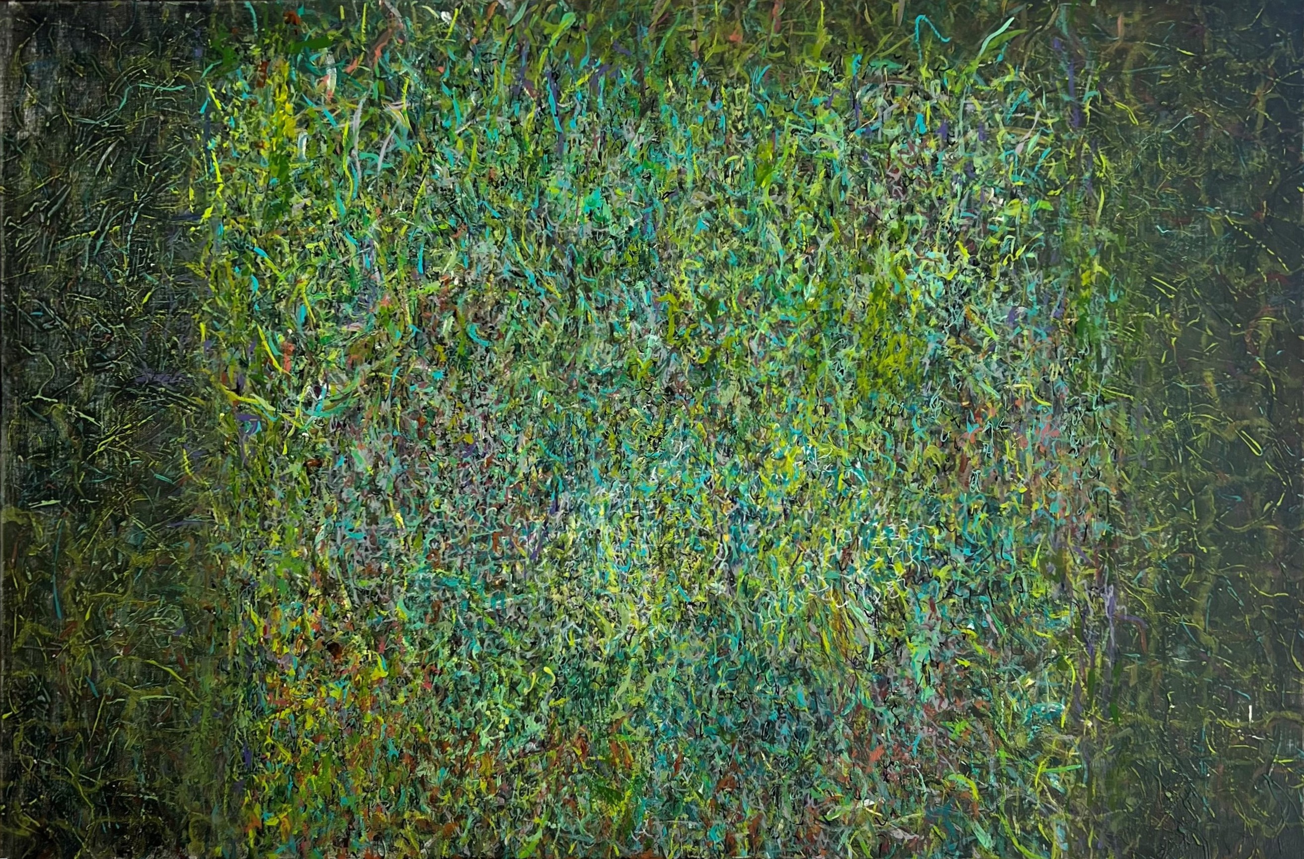 Michele Theunissen, Memory of Greening, 2024, acrylic and Posca pens on linen, 61 x 91.5cm