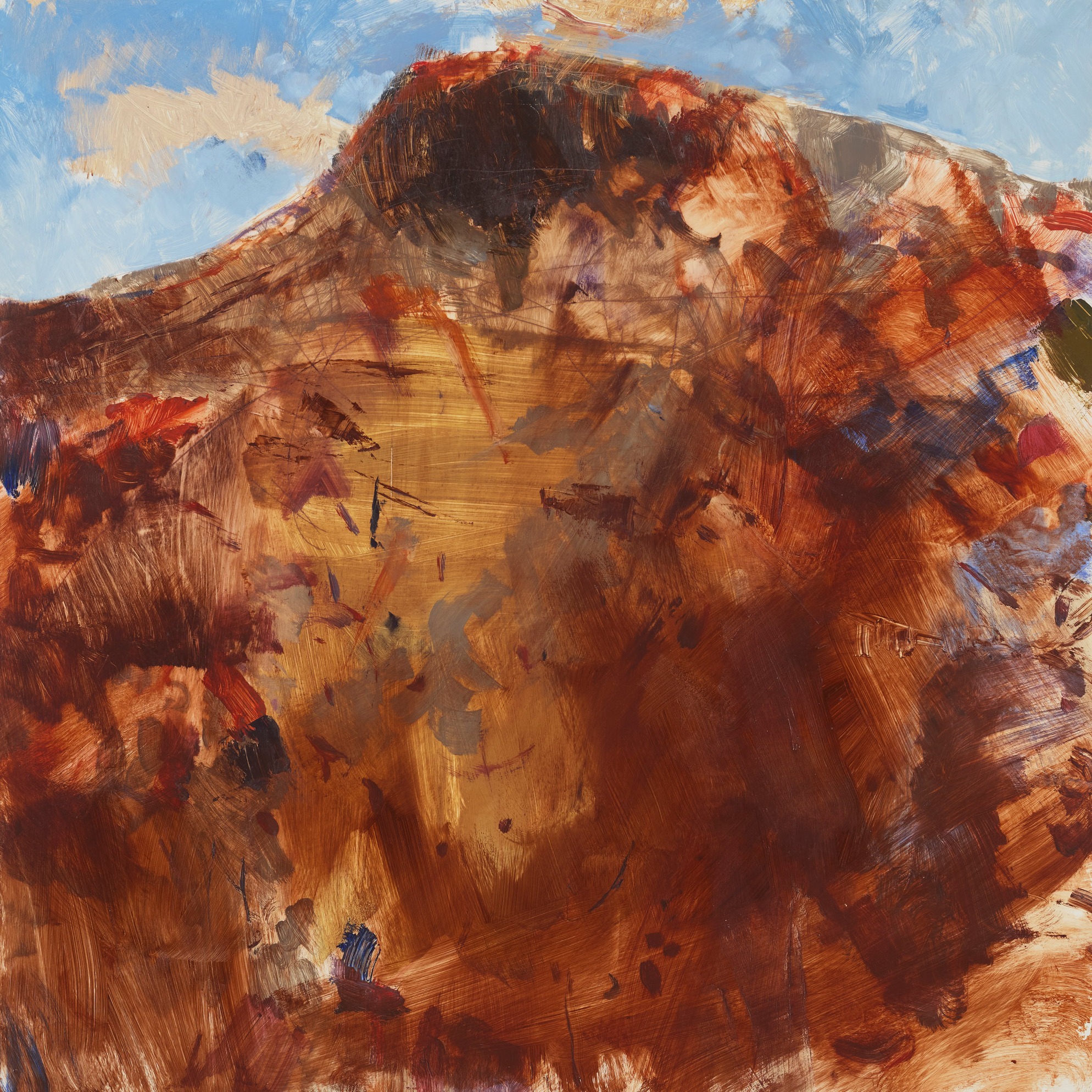 Merrick Belyea, Mount Nameless View North, 2025, oil on aluminium, 100 x 100cm