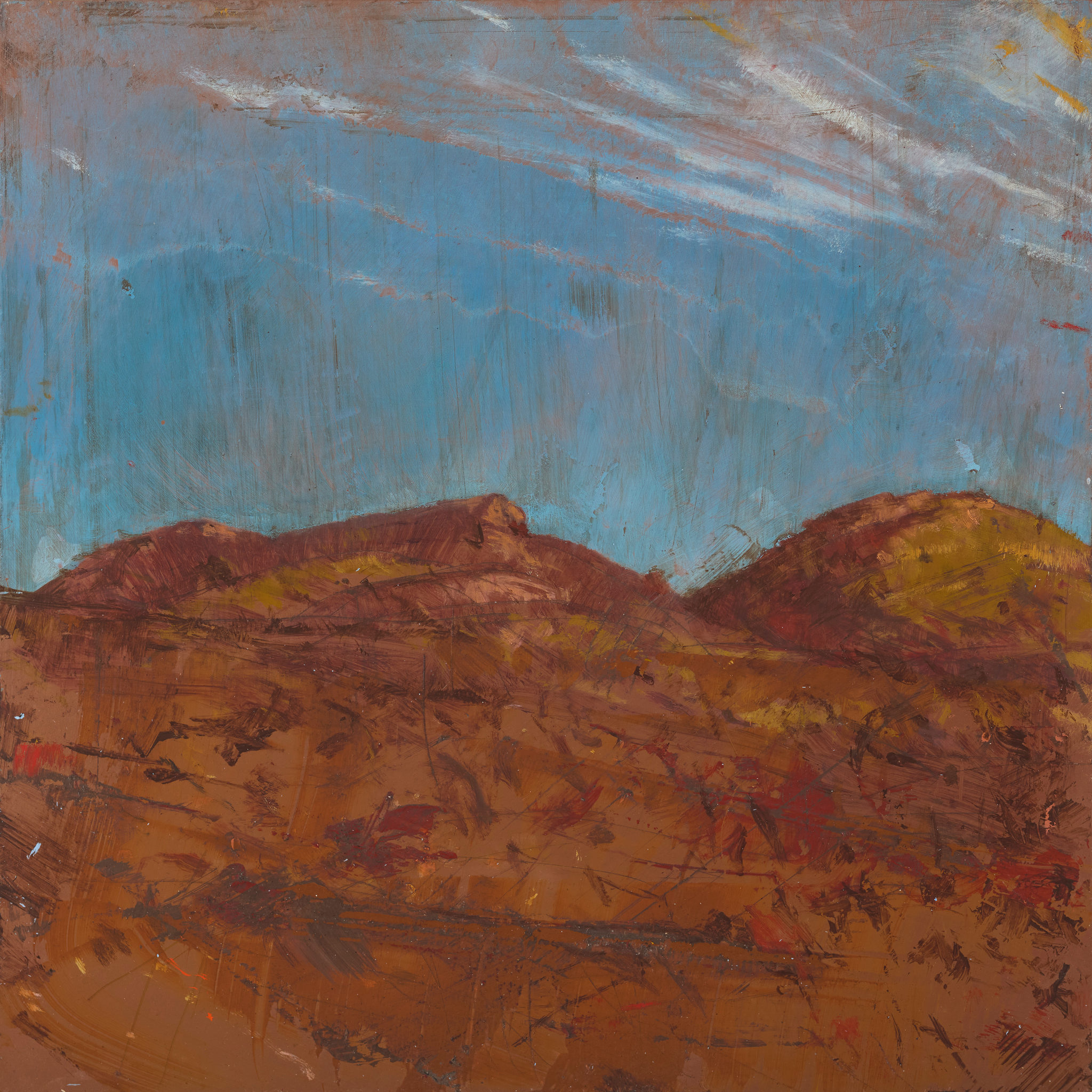 Merrick Belyea, Nameless Valley Road 3, 2024, oil on aluminium, 35 x 35cm