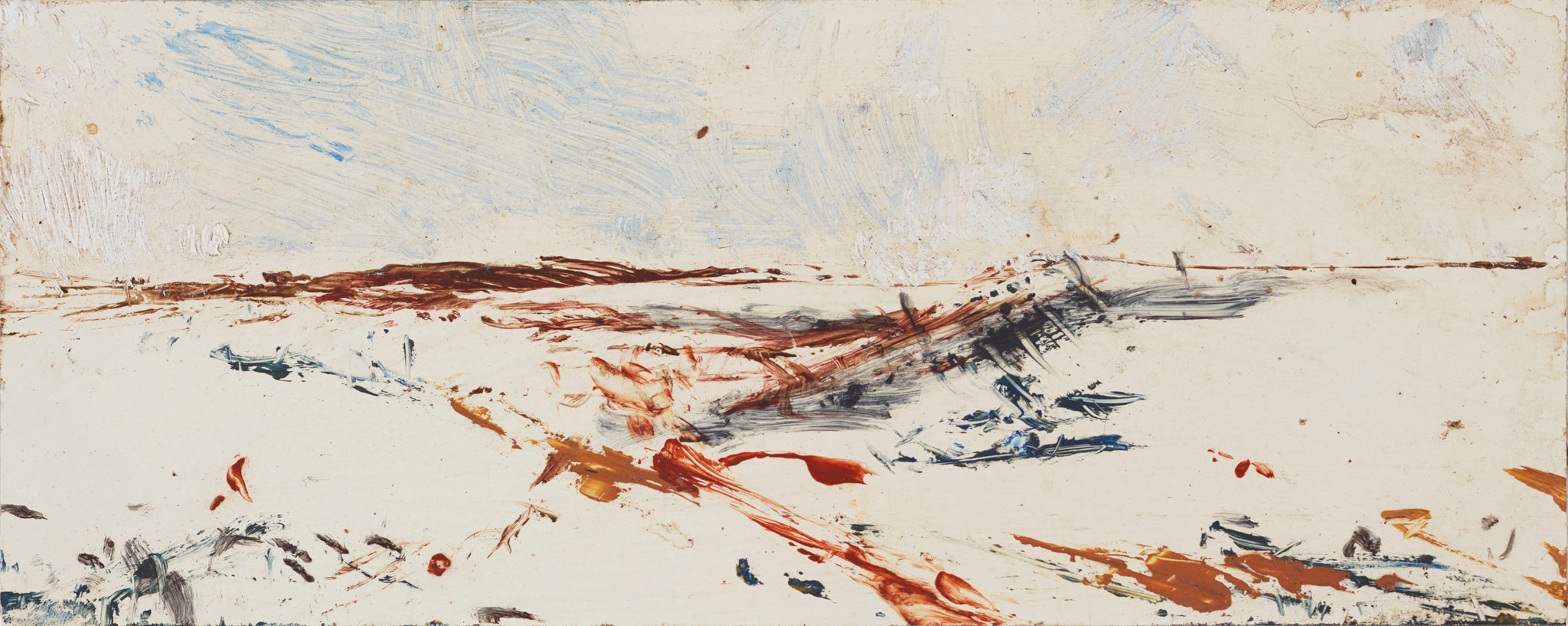 Merrick Belyea, Onslow Salt Lakes, 2024, oil on aluminium, 12 x 30cm