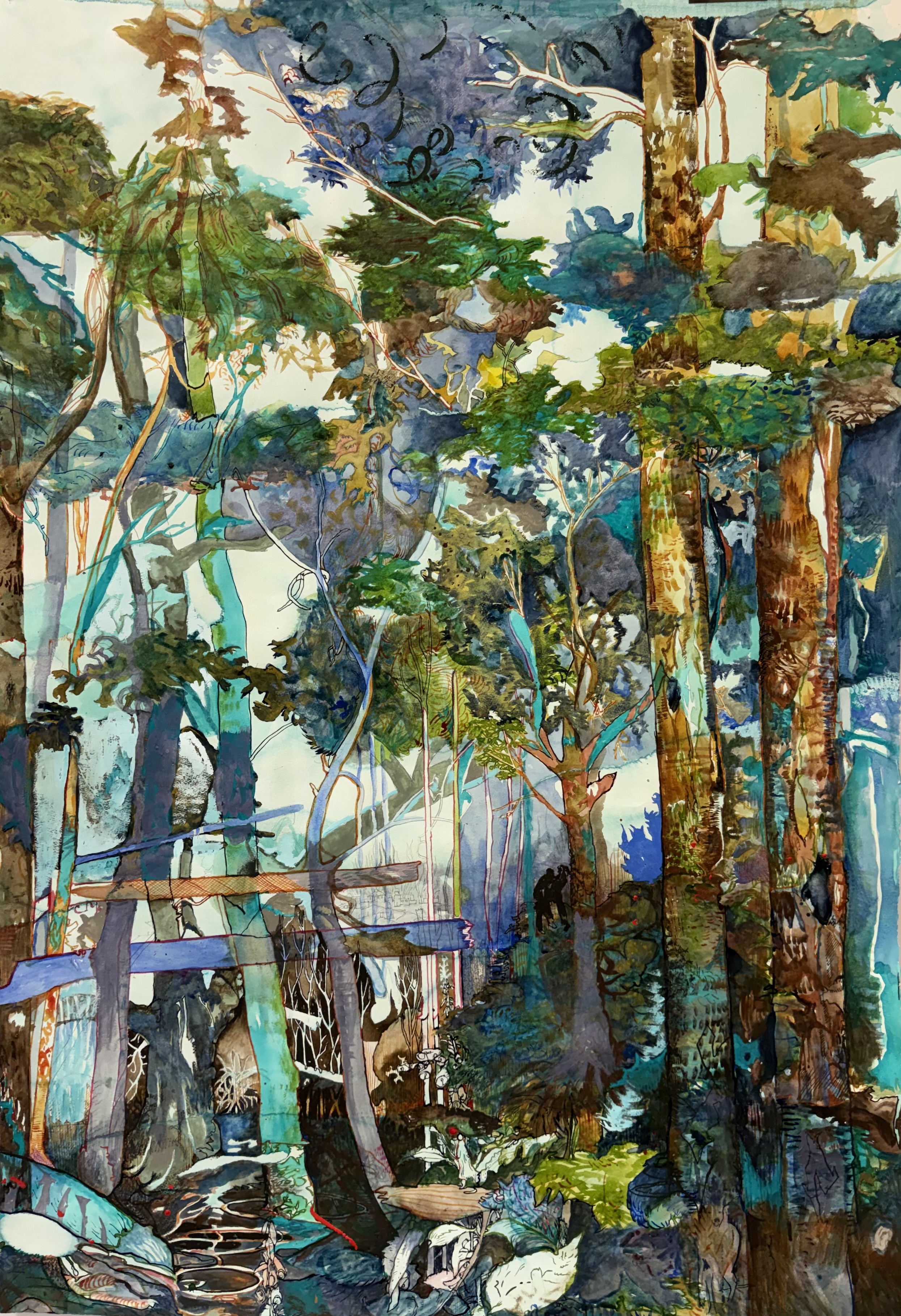 Antony Muia, Wind Spirits Revenge, 2026, ink and watercolour on paper, 124 x 85cm