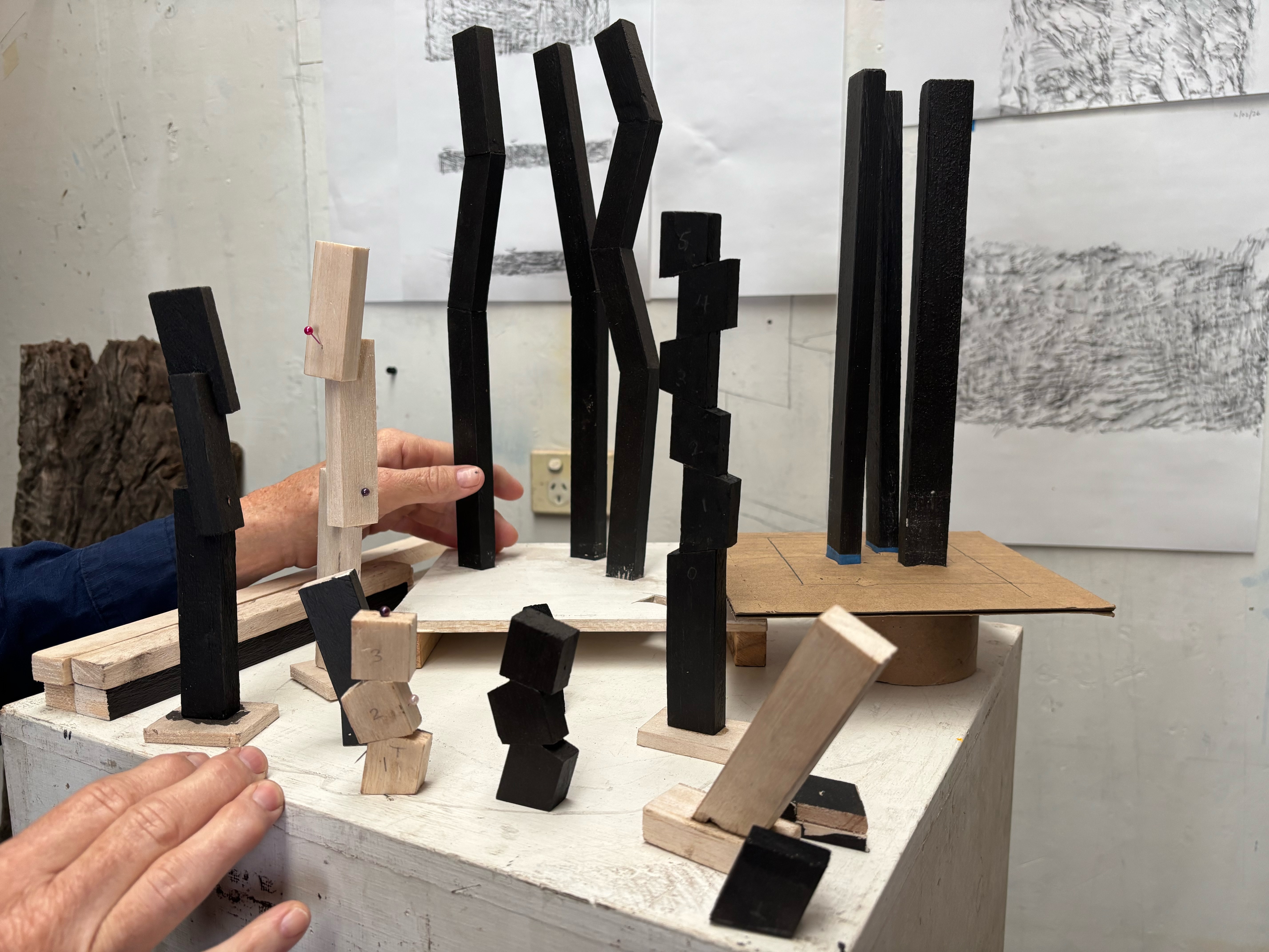 Jennifer Cochrane's maquettes in her studio. Photo courtesy of the artist.