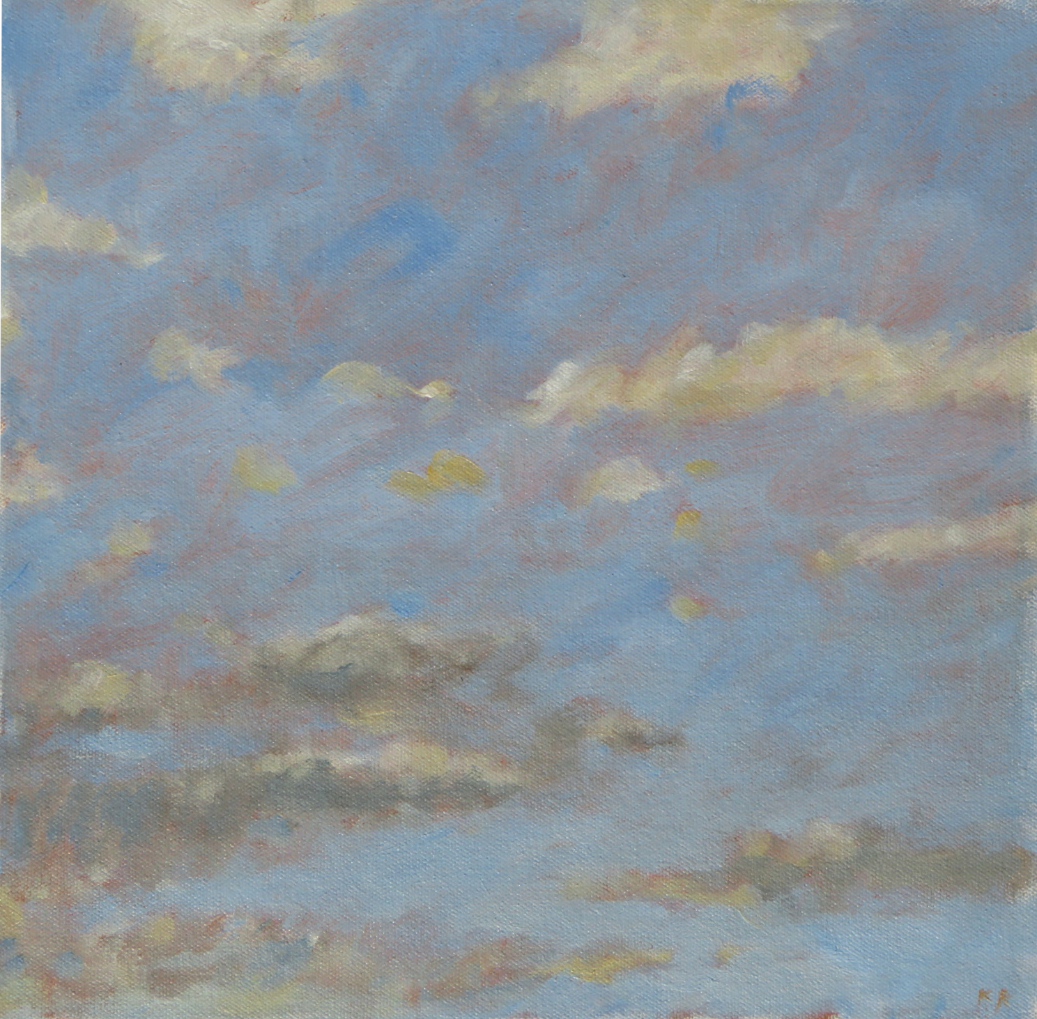 Kevin Robertson, Scattered Light Clouds, 2025, oil on canvas 30.5 x 30.5cm