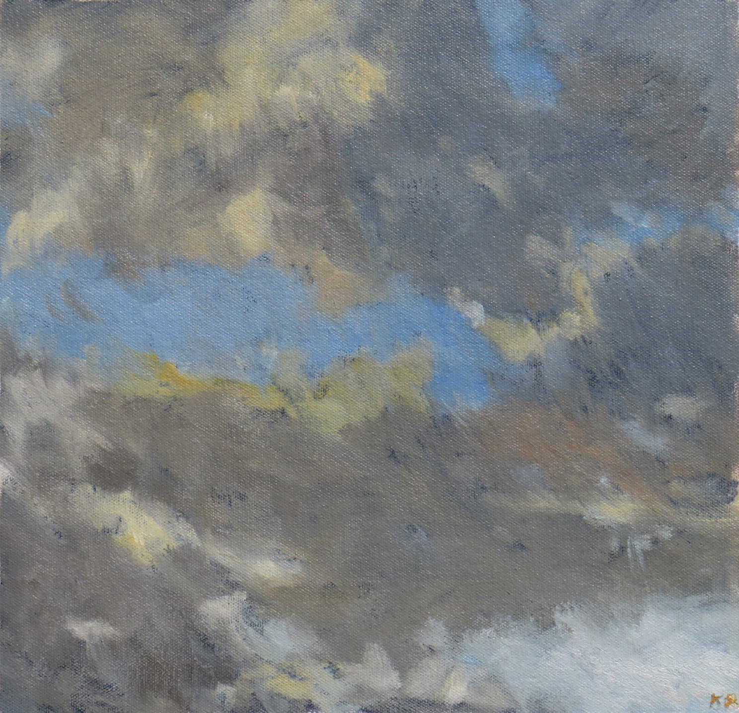 Kevin Robertson, Spring Clouds, 2025, oil on canvas, 30.5 x 30.5cm
