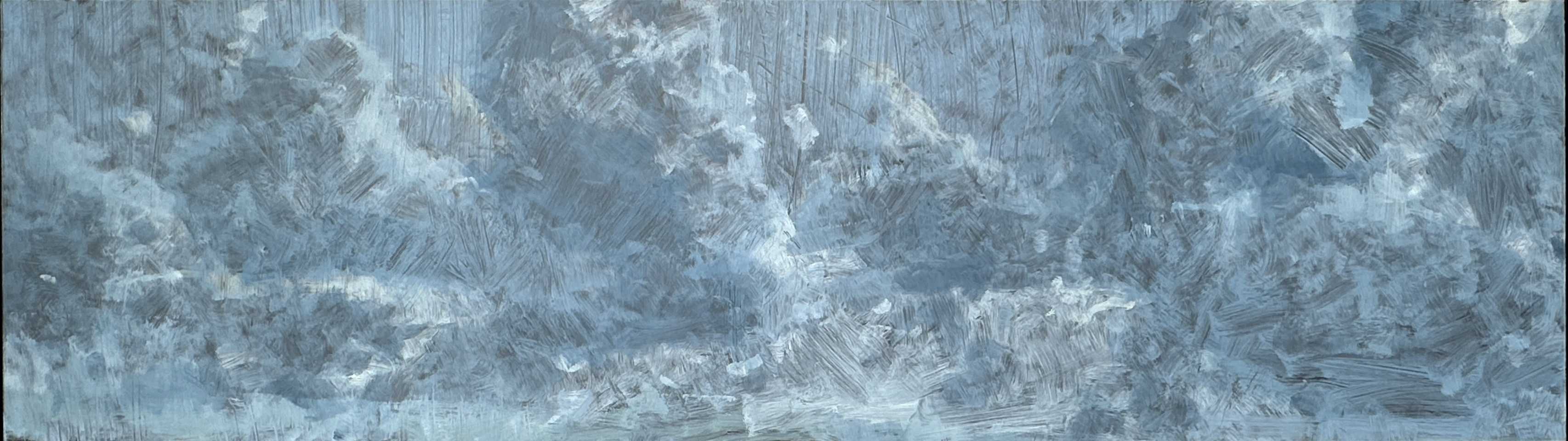 Merrick Belyea, Cloud Study, 2026, oil on board, 45 x 158cm