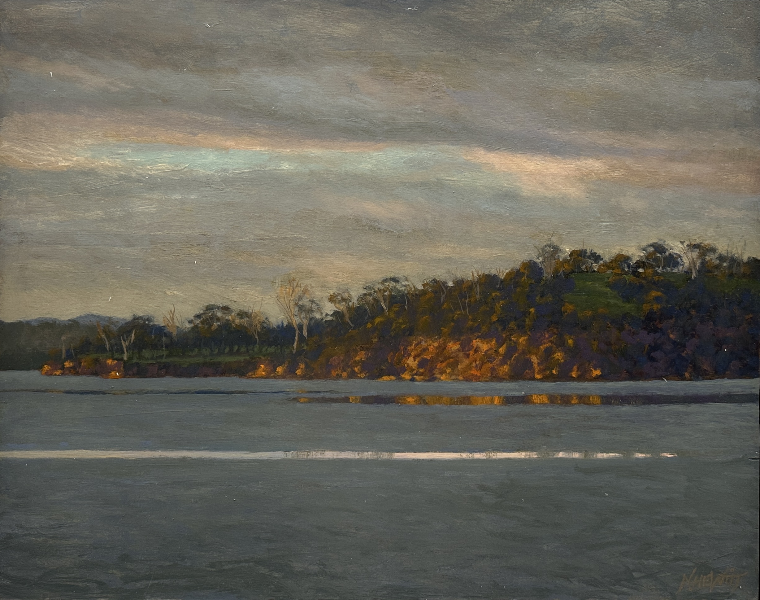 Nigel Hewitt, Morning After the Storm, 2025, oil on marine ply, 39.5 x 50cm