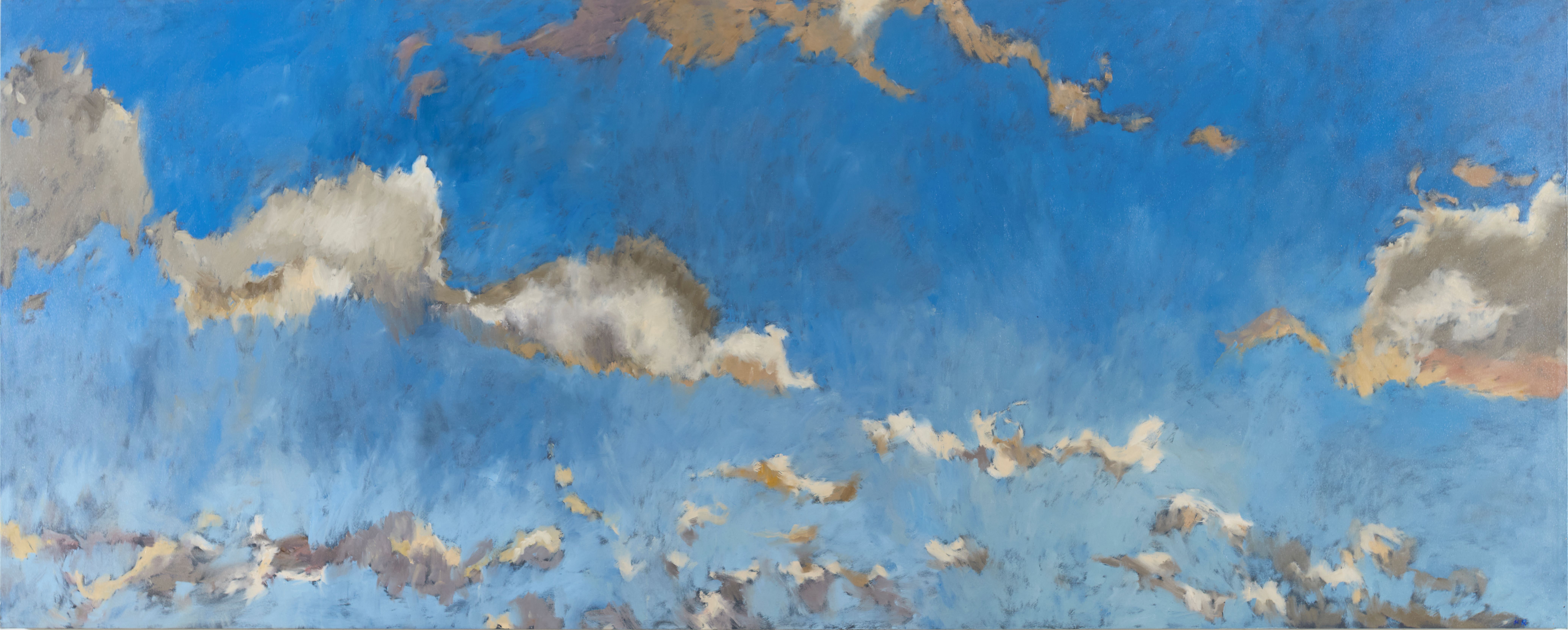Kevin Robertson, Cloud Works, 2026, oil on canvas, 121x 300cm