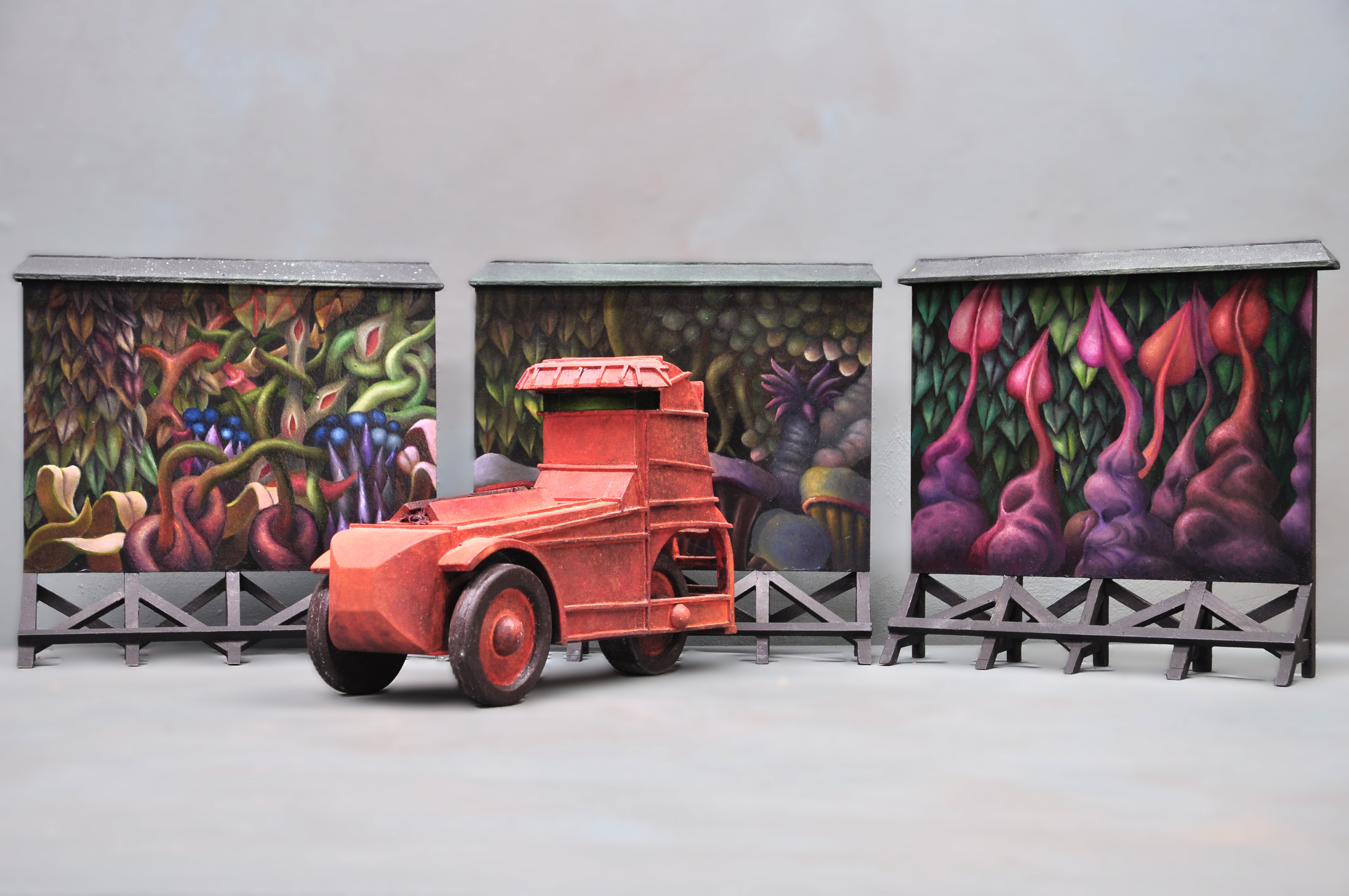 Stuart Elliott, 2RH, 2025, painted wood, 27 x 80 x 35cm