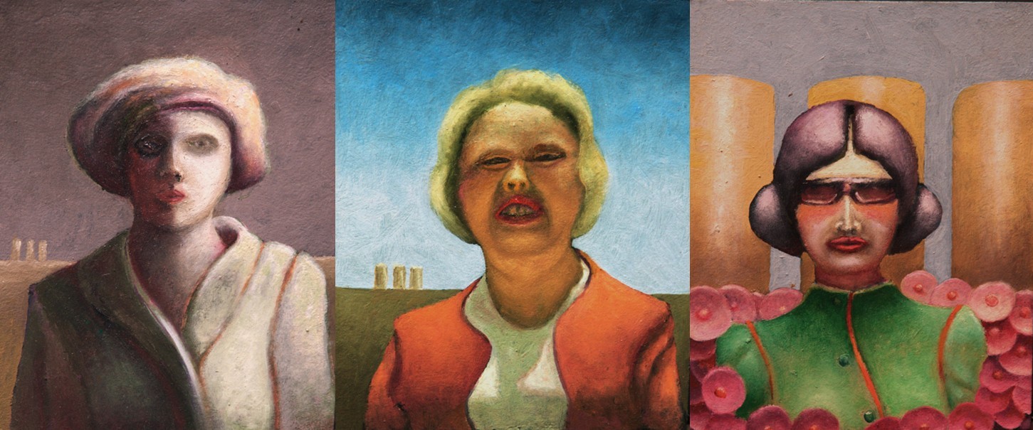 Stuart Elliott, Madonna Triptych, 2024, oil on board, 16 x 13cm each