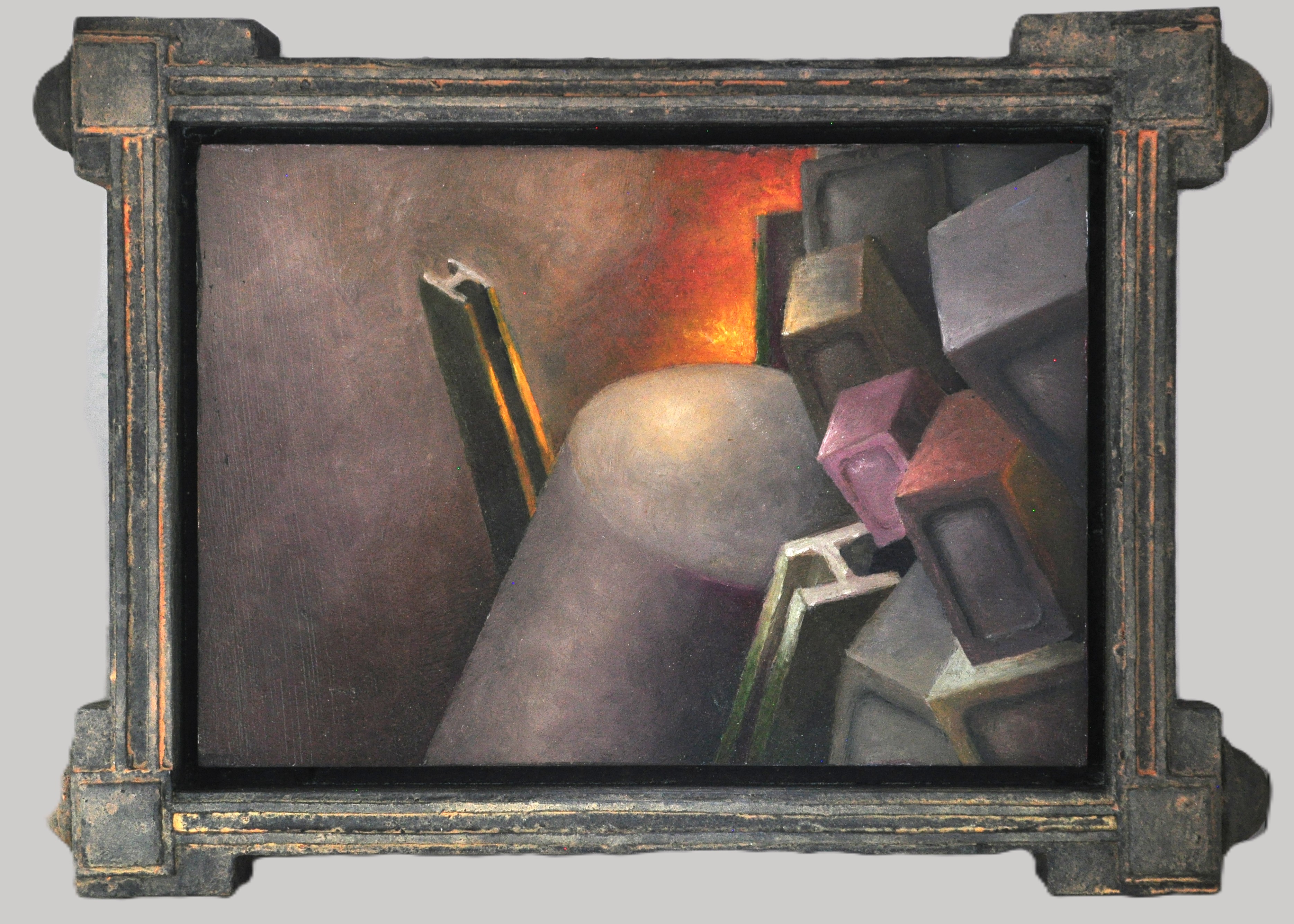 Stuart Elliott, Beige Dump D, 2025, oil on board and acrylic painted wooden frame, 35 x 21.5 x 4cm