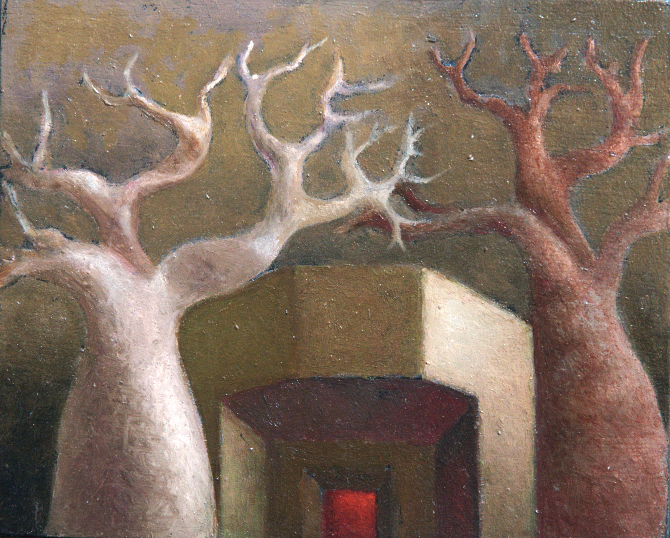 Stuart Elliott, Exposé 2 (Enchanted Bunker), 2024, oil on board, 12 x 14.5cm