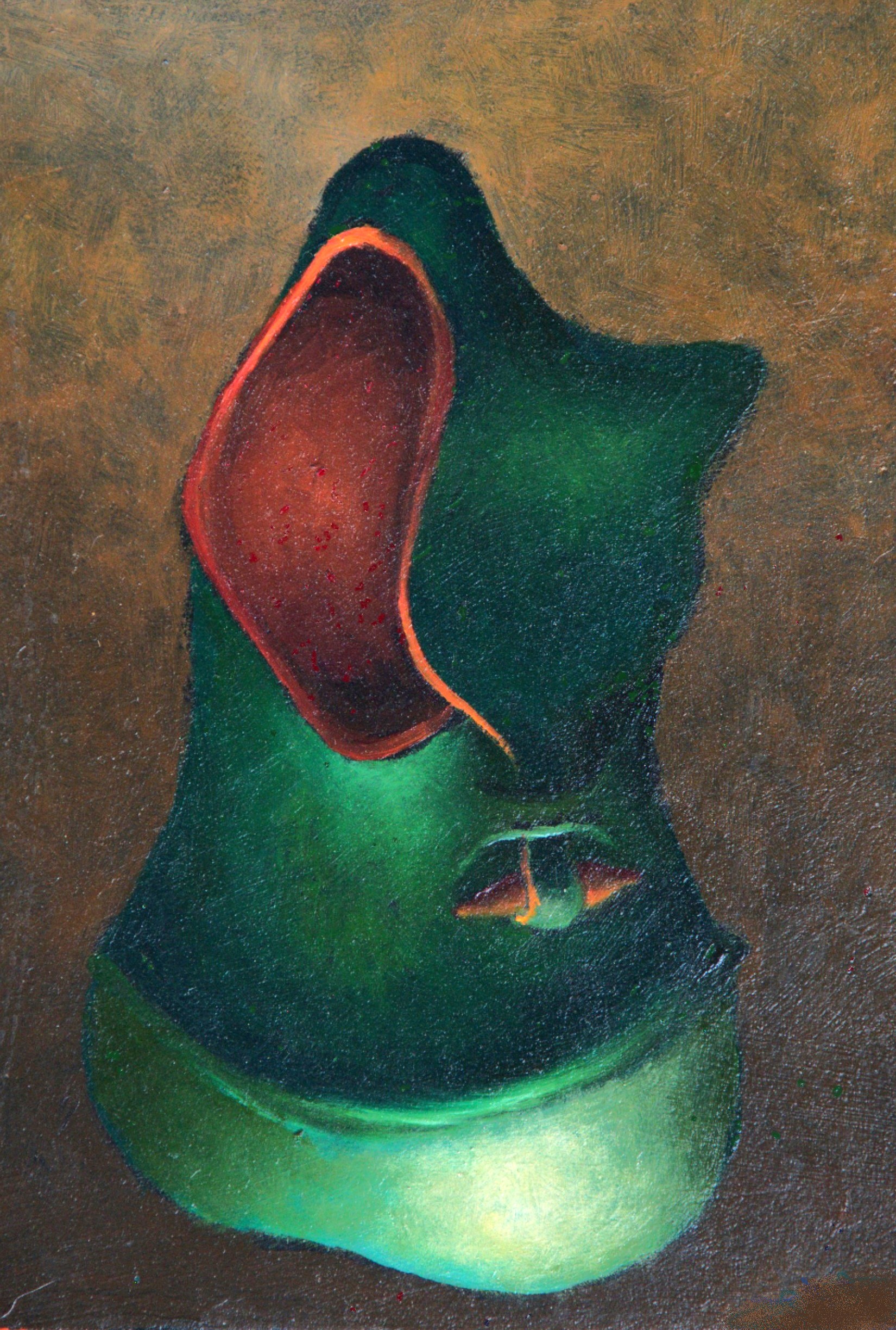 Stuart Elliott, Green Silk Purse, 2025, oil on board, 16.3 X 13.4cm