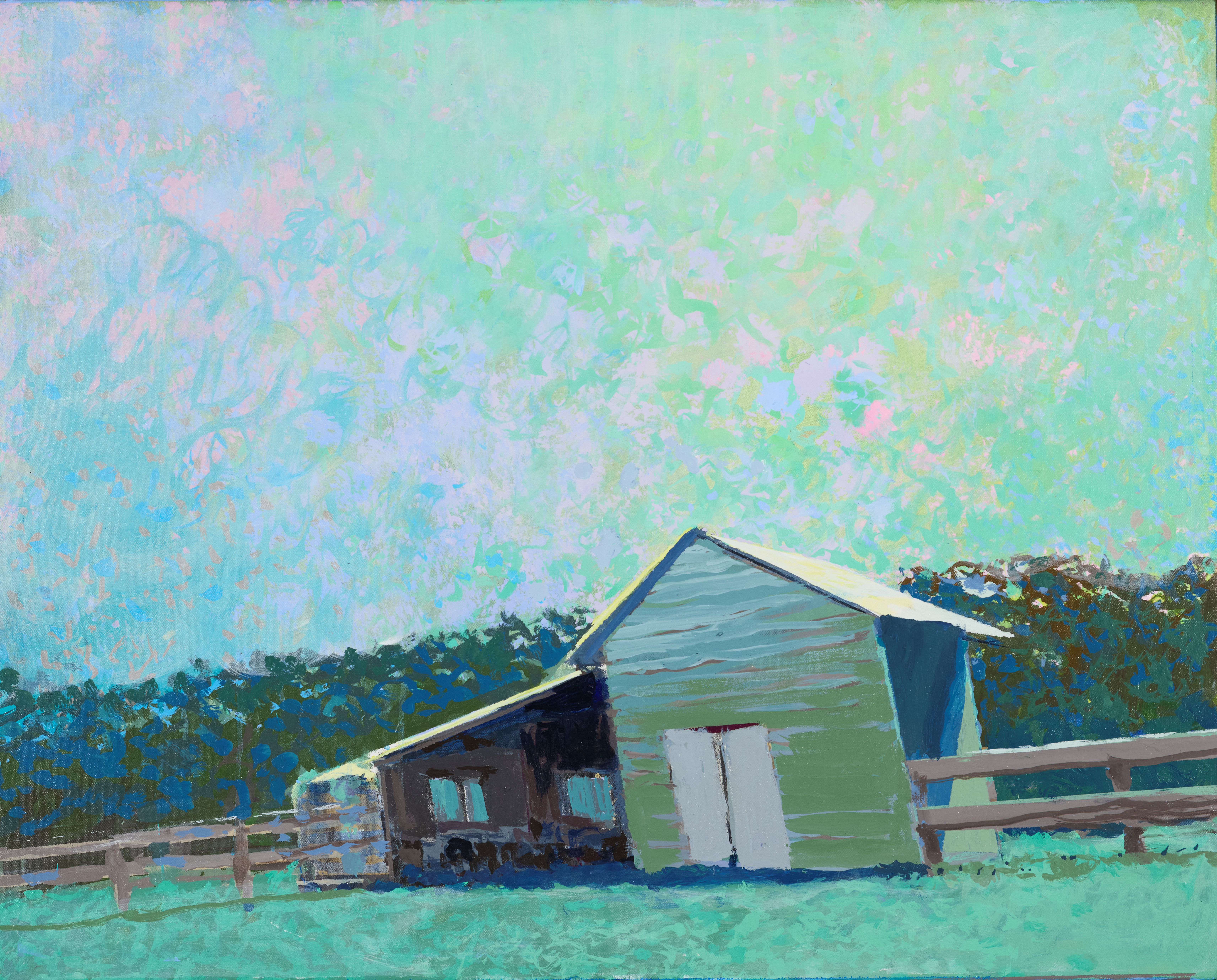 George Haynes, A Shed, Gnowangerup, 2026, acrylic on canvas, 80 x 100cm
