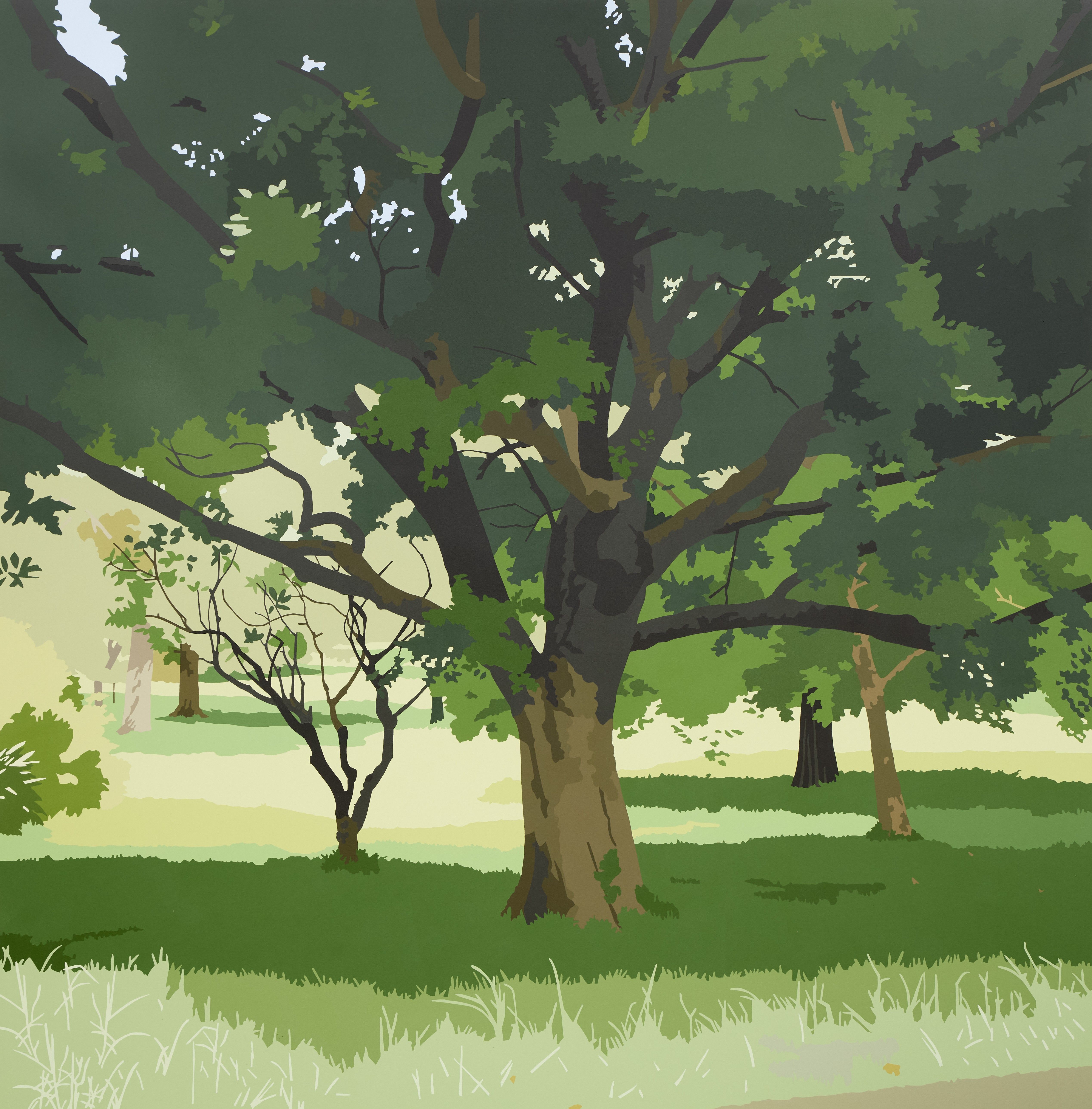 Joanna Lamb, A Romance in 2-Dimensions (Trees), 2026, acrylic on Superfine polyester, 180 x 177cm